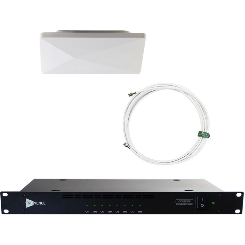 RF Venue COMB8CP-ARC CP Architectural Antenna with COMBINE8 8-Channel Combiner & Cable Bundle (White, 470 to 608