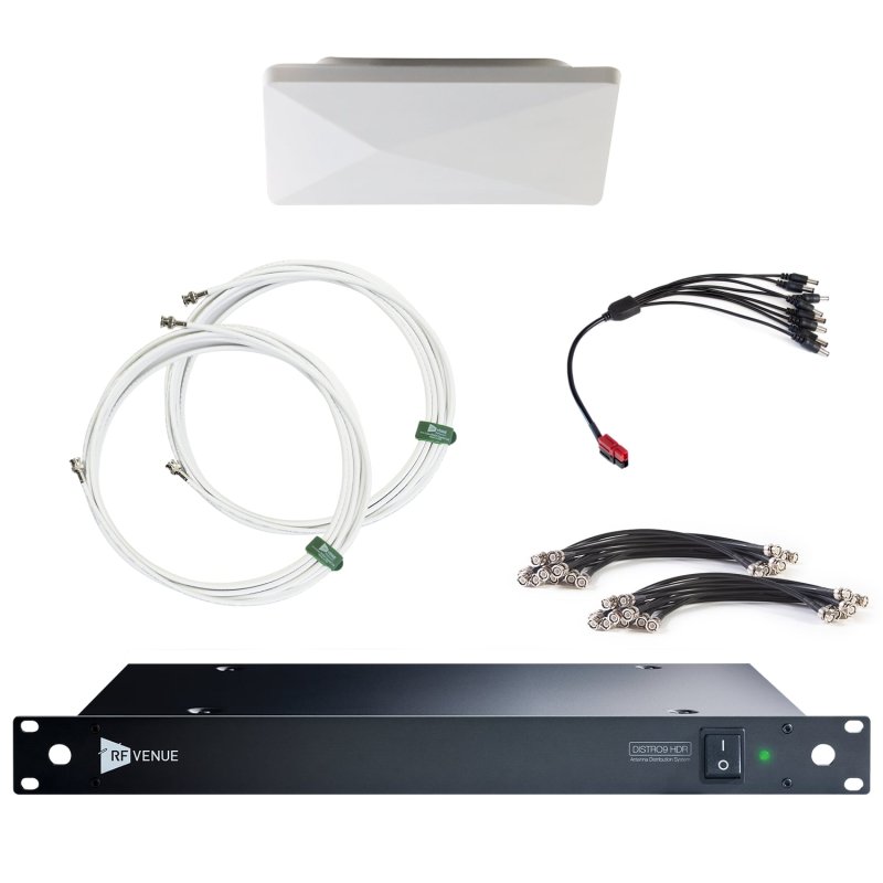 RF Venue D-ARCD9 Diversity Architectural Antenna & DISTRO9 HDR 9-Channel UHF Distribution Pack, White (470-616 Mhz)