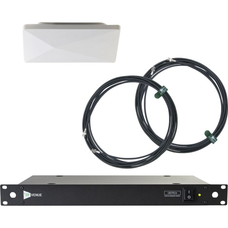 RF Venue D-ARCDISTRO4 Diversity Architectural Antenna & DISTRO4 4-Channel UHF Distribution System, White (470 to 616 MHz)