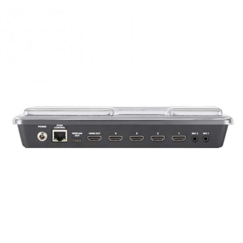 Black Decksaver producer controller cover for Black Magic Design ATEM Mini, Mini Pro, and Mini Pro ISO, protecting the device.