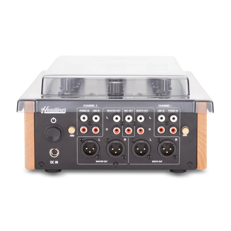 Decksaver Headliner R2 DJ mixer cover in soft-fit design, protective clear plastic cover for DJ equipment, by Decksaver.