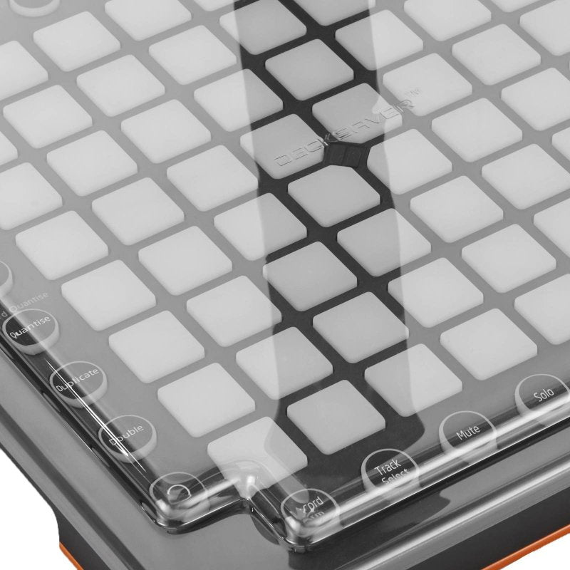 Decksaver Novation Launchpad Pro cover in smoked and clear plastic, designed for protecting producer controller from dust and impact.