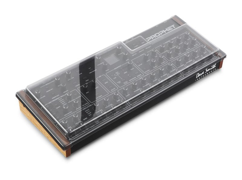 Decksaver cover for Dave Smith Instruments Prophet Rev2 synthesizer, providing protective plastic cover for the keyboard.