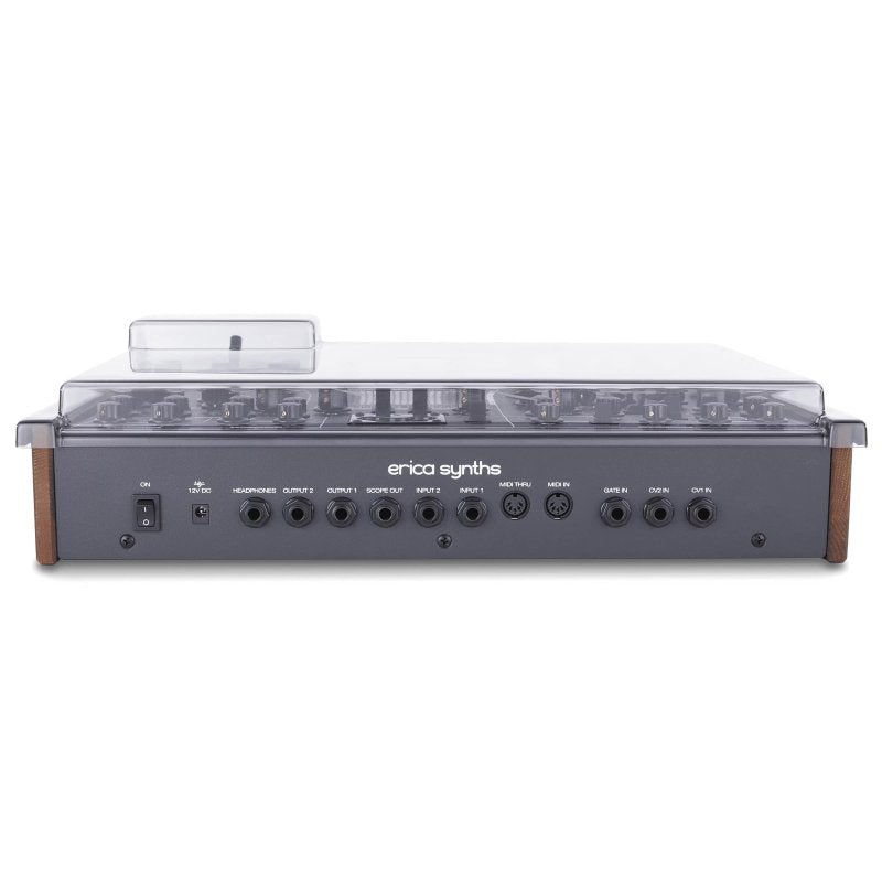 Decksaver cover for Syntrx and Syntrx 2 synthesizers, protective plastic cover with clear branding and snug fit.