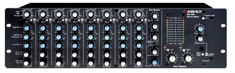 Ashly MX508 8 Input Stereo Mixer W/ Eq & Sends