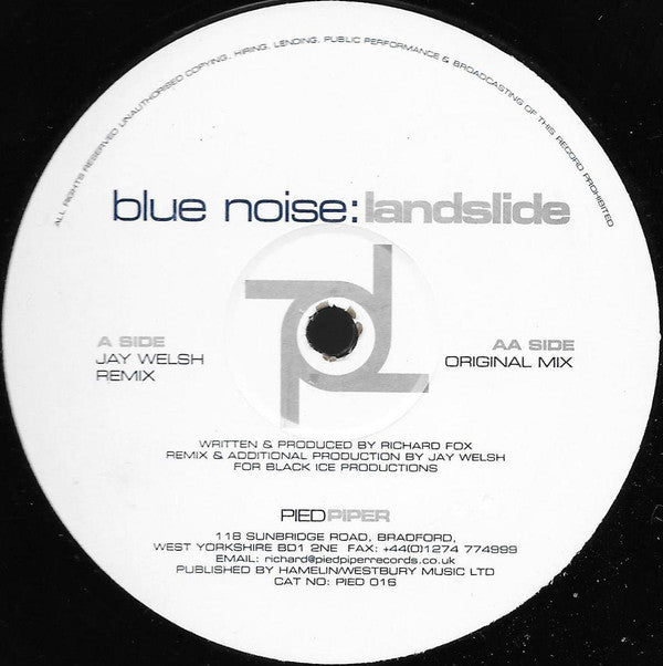Blue Noise - Landslide (12") (Very Good (VG)) | Rectangle Triangle | Media Condition: Very Good (VG)
Sleeve Condition: Very Good (VG)


 

Notes:

Label:
A: REMIX &am 