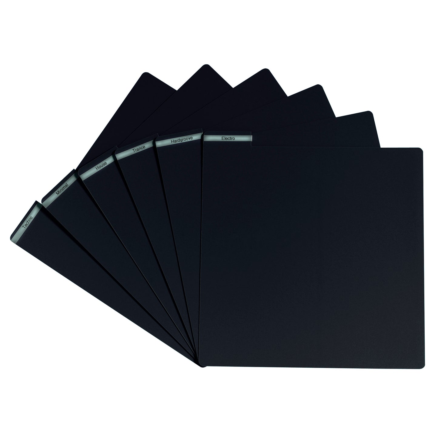 Black Glorious Vinyl Divider for storage, made of durable vinyl material, ideal for organizing records or other items.