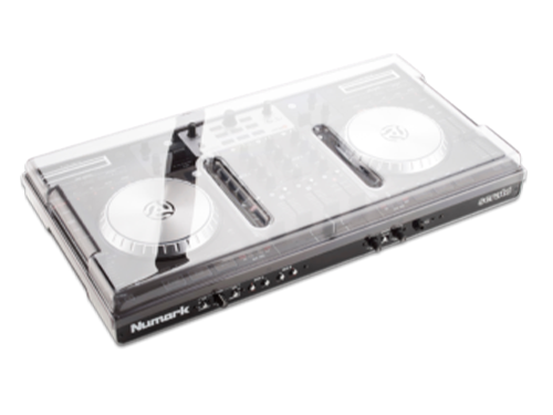 Decksaver Numark NS6 DJ controller cover in smoked and clear plastic, designed to protect the device from dust and damage.