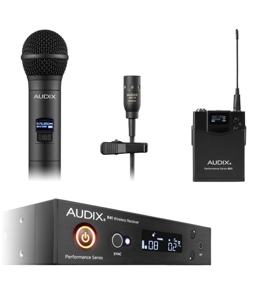 Audix AP41OM2L10B Single-Channel Combo OM2 Handheld & ADX10 Lavalier Wireless System (B: 554 MHz – 586 MHz)