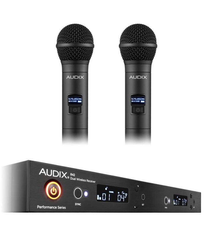 Audix AP42OM2B Dual-Channel Wireless System with Two H60/OM2 Handheld Transmitters (B: 554 MHz – 586 MHz)
