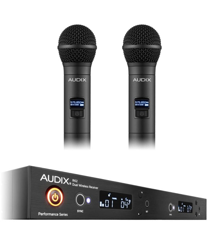 Audix AP62OM2 2-Channel R62 Wireless Receiver With Two Handheld Wireless Microphones (522 to 586 MHz)