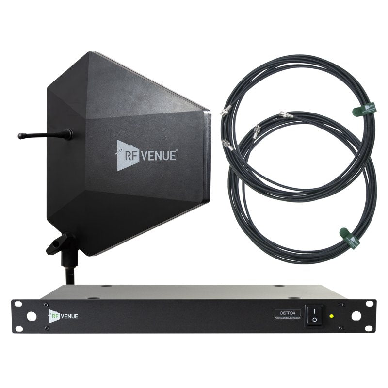 RF Venue DFIN-IPXDISTRO4 4-Channel Wireless Microphone Upgrade Pack with Diversity Fin IPX Antenna, Black