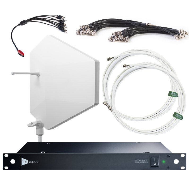 RF Venue DFIN-IPXWD9 9-Channel Wireless Microphone Upgrade Pack with Diversity Fin IPX Antenna, White