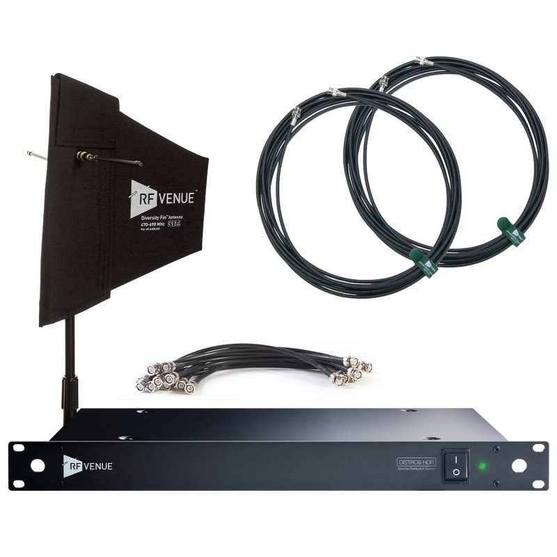 RF Venue DFIND9 DISTRO9 HDR With Diversity Fin Antenna Distribution Bundle 