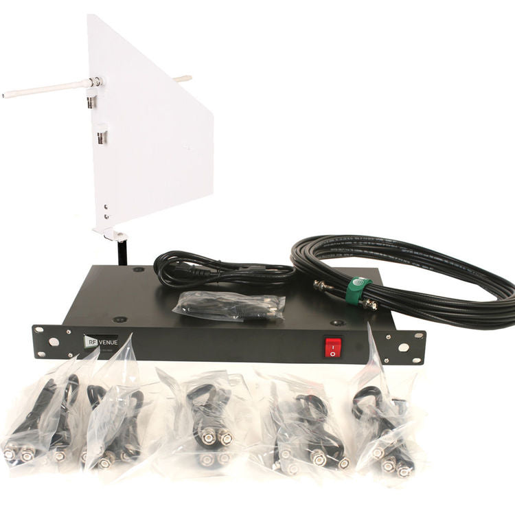 RF Venue DFINWDISTRO4 4-Channel Antenna Distributor with White Diversity Fin Antenna and Cables Bundle 