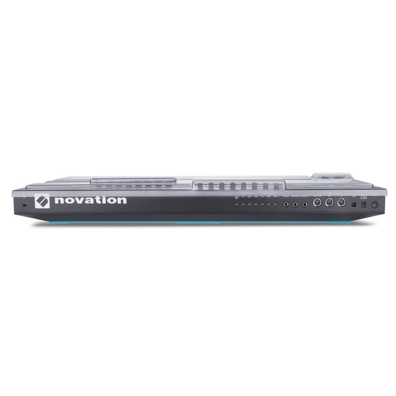 Decksaver keyboard cover for Novation 49SL MK3 MIDI controller, protective transparent plastic cover for safe storage.