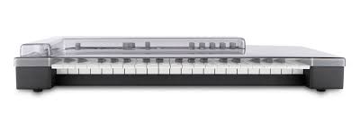 Decksaver cover for Elektron Analog Keys synthesizer, smoked clear plastic protective cover with precise fit and transparent design.