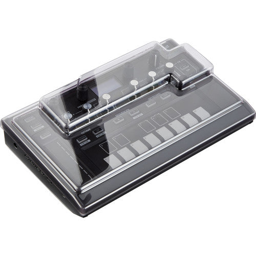 Decksaver Pioneer Toraiz AS-1 synthesizer cover in smoked and clear plastic, designed to protect the device from dust and damage.