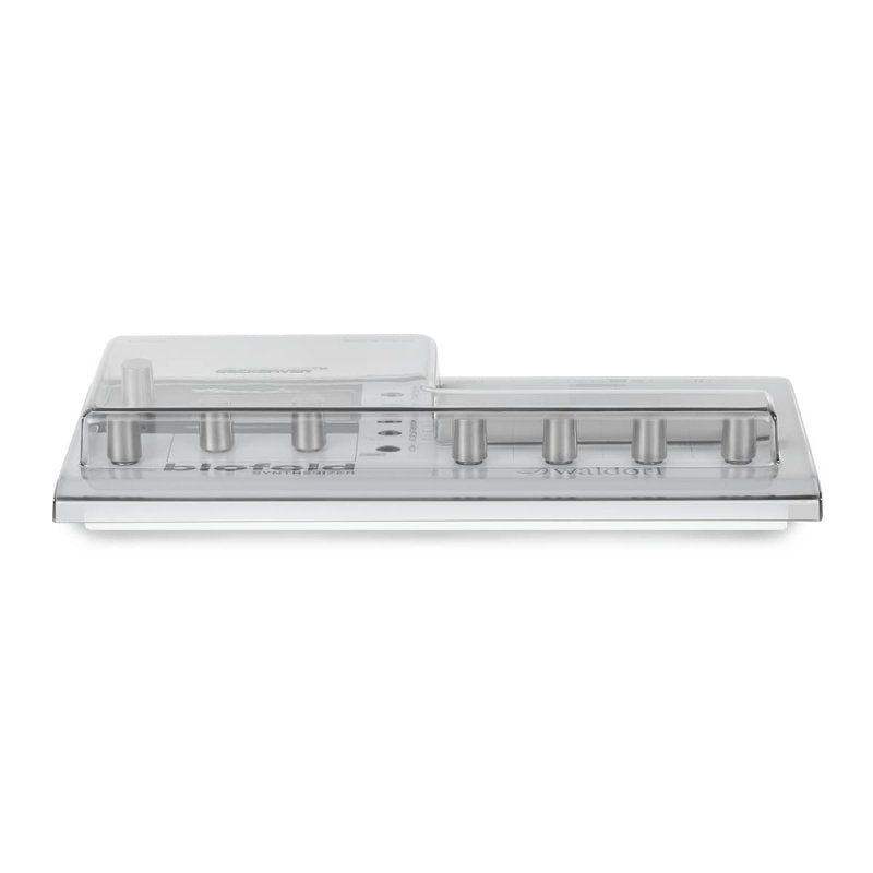 Decksaver cover for Waldorf Blofeld and Pulse 2 synthesizers, clear plastic protective cover with cutouts for controls.