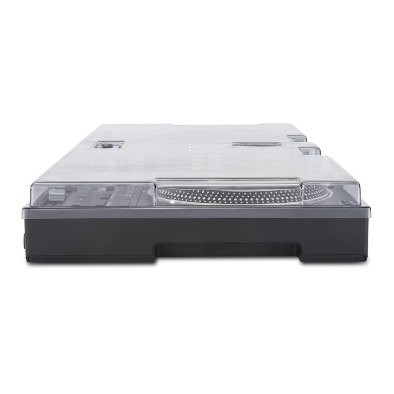 Decksaver DJ controller cover for Pioneer DJ DDJ-REV7, clear protective plastic case on the device with controls visible