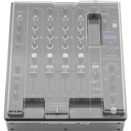 Decksaver cover for Pioneer DJM-750MK2 DJ mixer, clear protective cover with precise fit and durable plastic construction