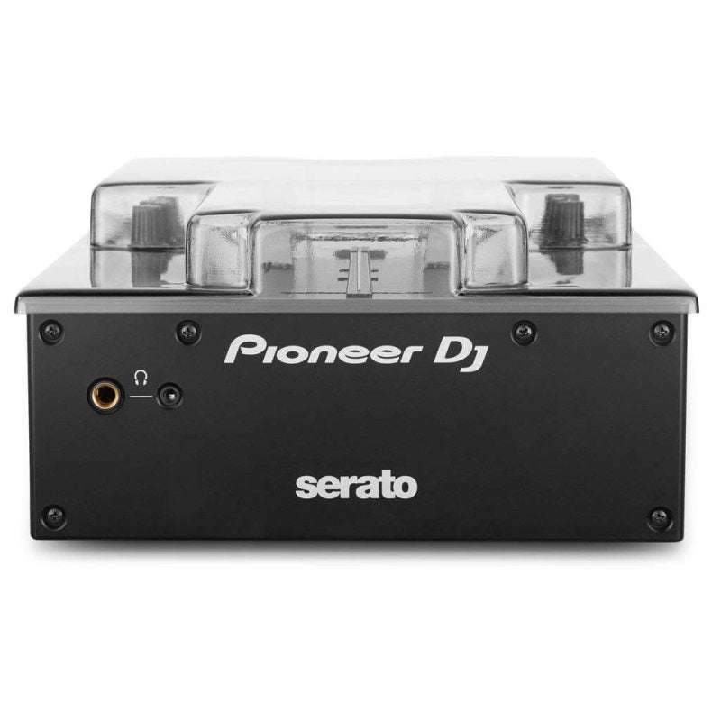 Decksaver smoked clear screen protector for Pioneer DJM-S3 DJ mixer, made by Decksaver, showing a protective cover on the device.