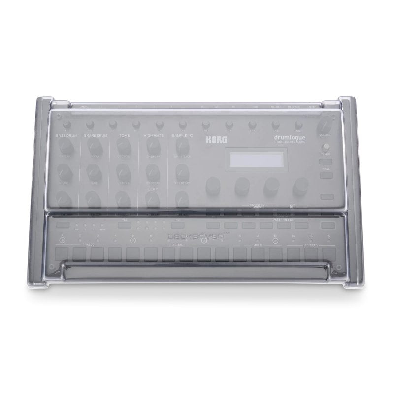 Decksaver cover for Korg Drumlogue groovebox, protects the electronic drum and synth device from dust and damage.