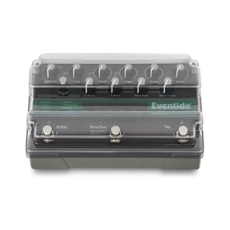 Decksaver effect pedal cover for Eventide 3-Switch pedal, durable plastic protective case for effect pedals.