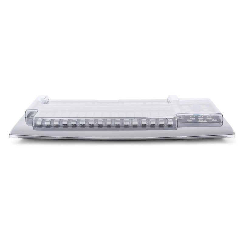 Decksaver cover for PreSonus Faderport 16 pro audio mixer, transparent protective plastic case for safeguarding equipment.