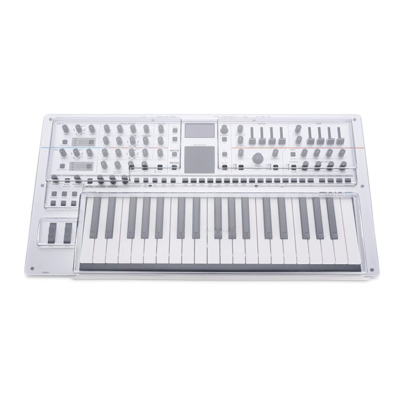 Decksaver cover for Roland Gaia 2 synthesizer, clear plastic protective case with precise cutouts for easy access.