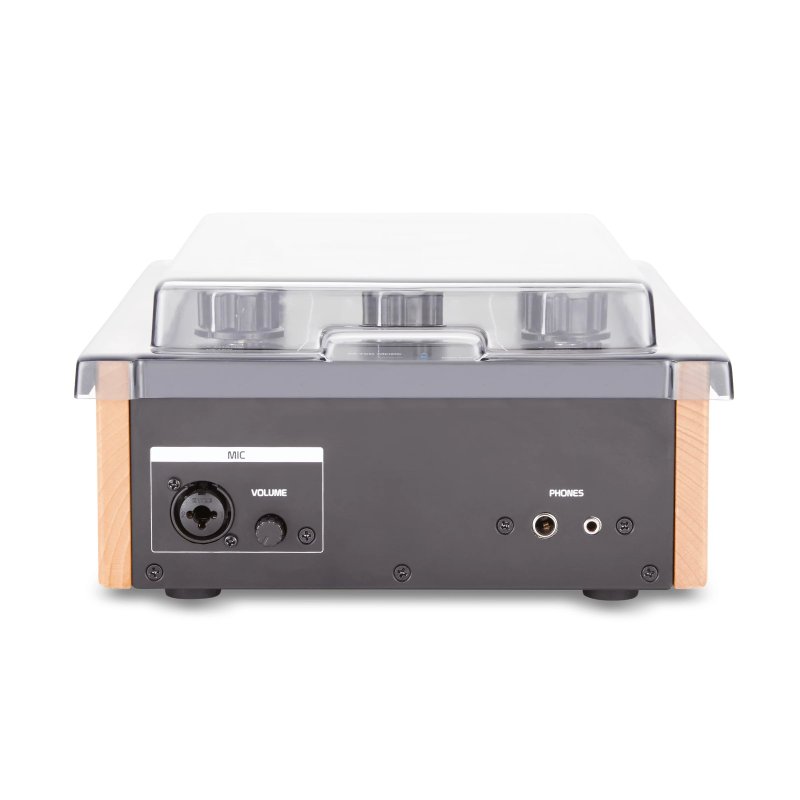 Decksaver Headliner R2 DJ mixer cover in soft-fit, clear plastic shield protecting the device from dust and damage.