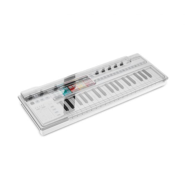 Decksaver Arturia Keystep Pro cover protecting a MIDI keyboard, made of durable transparent material, designed for secure storage and transport.