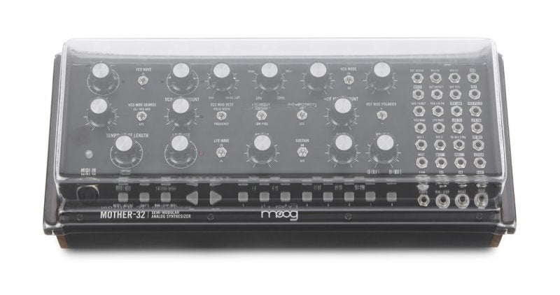 Decksaver Moog Mother 32 and DFAM groovebox cover protecting the synthesizer units from dust and damage