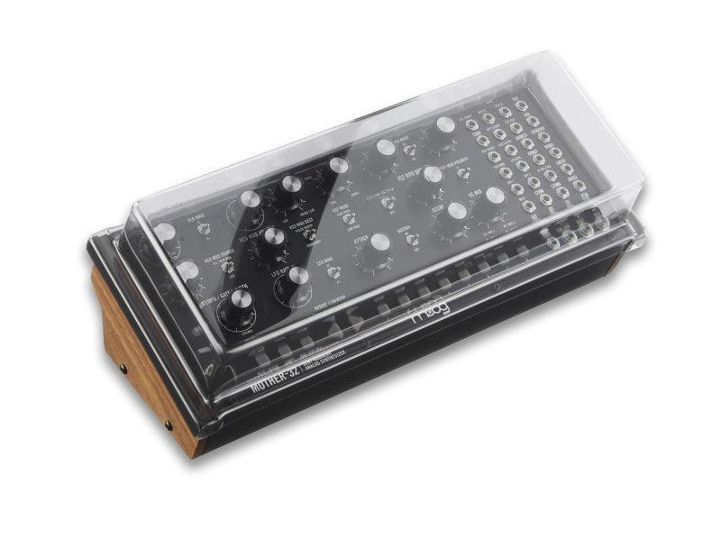 Decksaver Moog Mother 32 and DFAM grooveboxes cover, clear protective plastic case for synthesizers and grooveboxes.