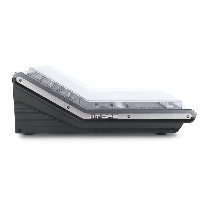 Decksaver cover for Midas M32R or M32R LIVE mixer, durable clear protective pro audio mixer cover from Decksaver.