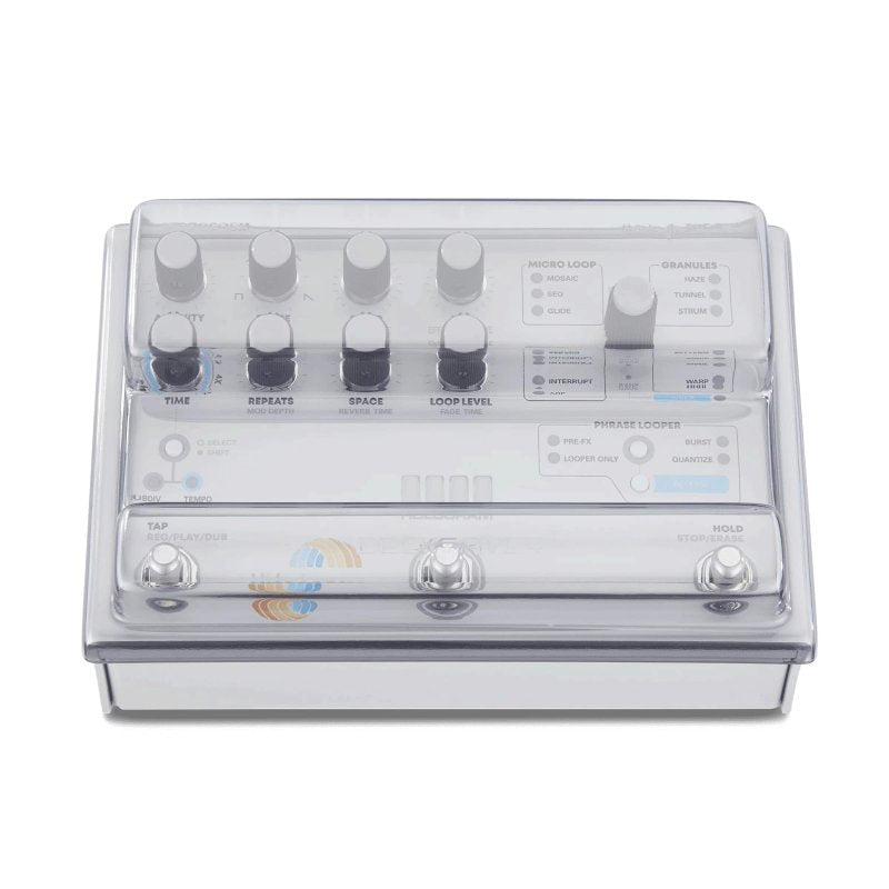 Decksaver effect pedal cover for Hologram Electronics Microcosm, transparent protective case for pedal durability.
