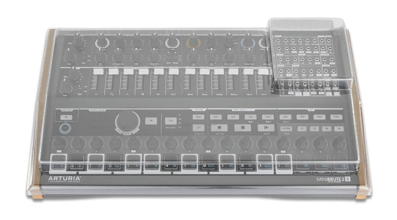 Decksaver cover for Arturia MiniBrute 2S synthesizer, durable protective case for compact music equipment.