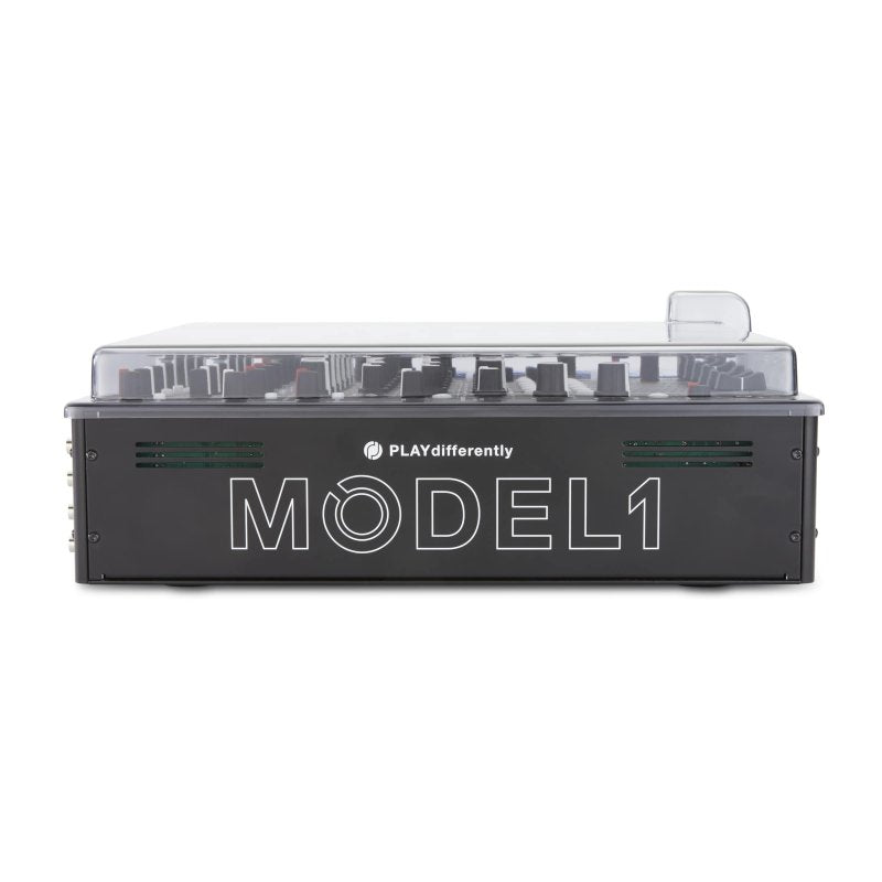 Decksaver cover for Playdifferently Model 1 DJ mixer, clear protective plastic case, designed to shield and preserve the equipment.