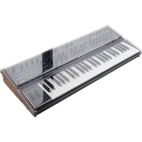Decksaver smoked clear cover for Dave Smith Instruments OB-6 synthesizer, offering protection and a sleek look.