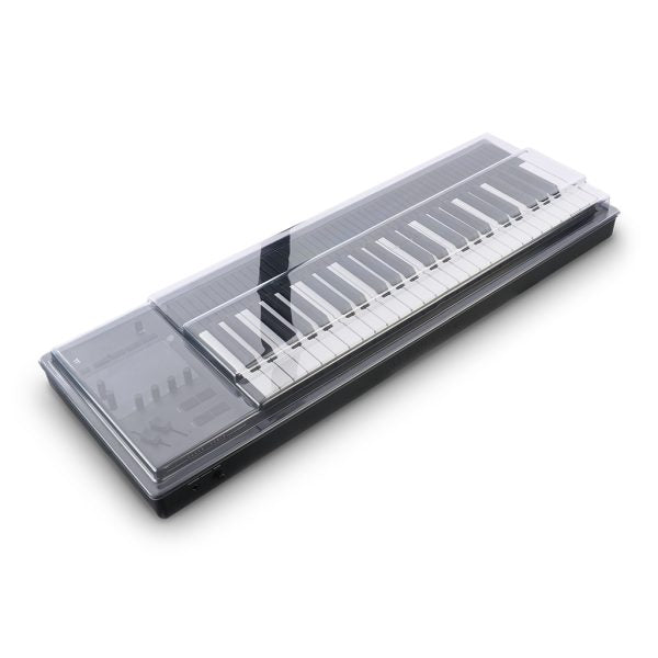 Decksaver cover for Expressive E Osmose synthesizer, clear protective plastic case with precise cutouts for easy access.