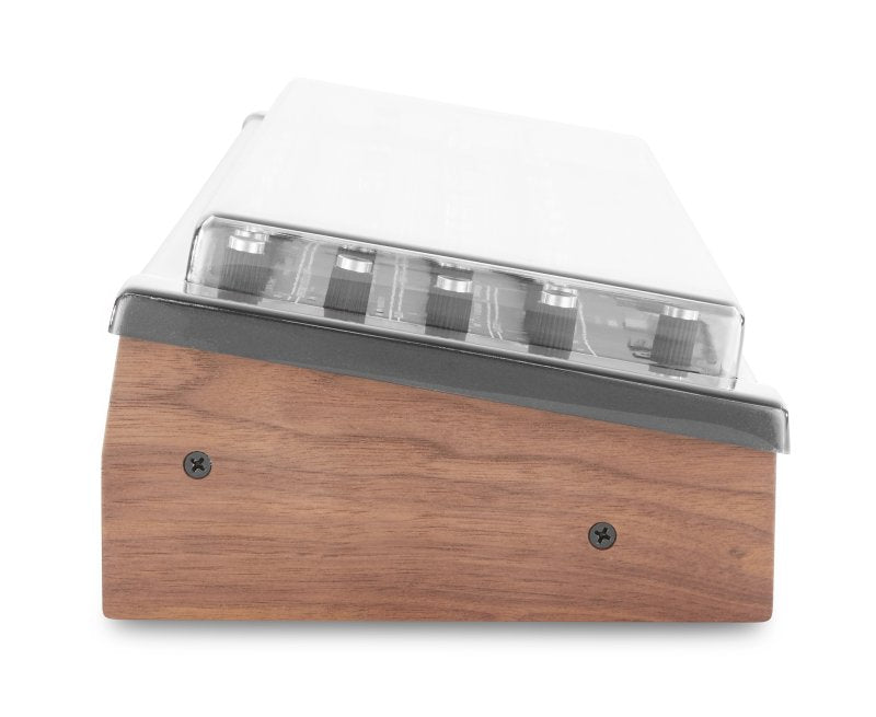 Decksaver cover for Sequential Prophet 6 desktop synthesizer, protective transparent plastic case for keyboard protection.