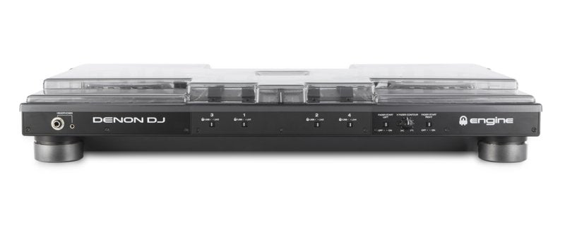 Decksaver Denon Prime 4 DJ controller cover in black, custom-fit protective cover for Denon Prime 4 DJ controller.