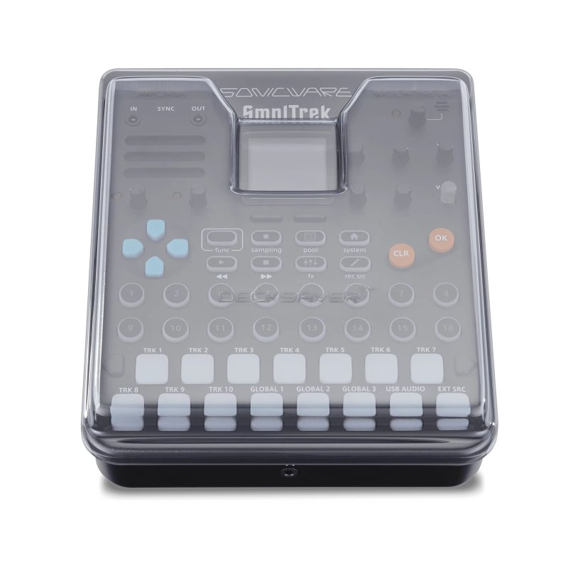 Decksaver Groovebox cover for SmplTrek, clear protective plastic cover fitting over the device with branding logo.