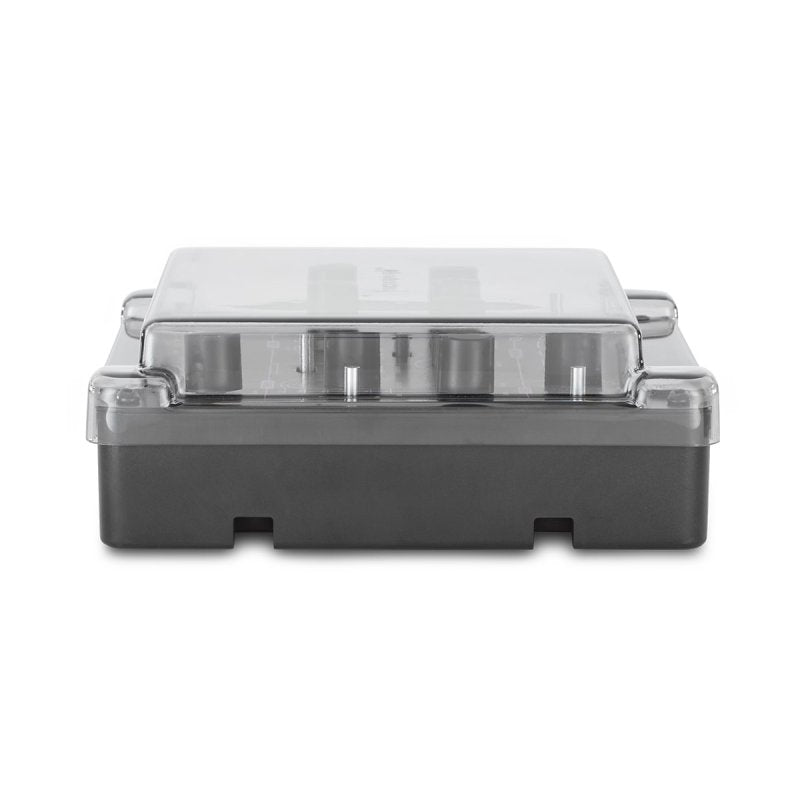 Decksaver cover for Waldorf Streichfett synthesizer, protective plastic cover showing transparent design and secure fit.