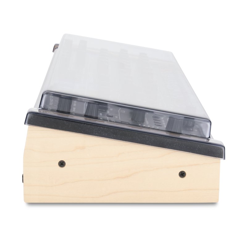 Decksaver synth cover for Sequential Trigon-6 desktop synthesizer, protecting the device with a clear, durable plastic cover.