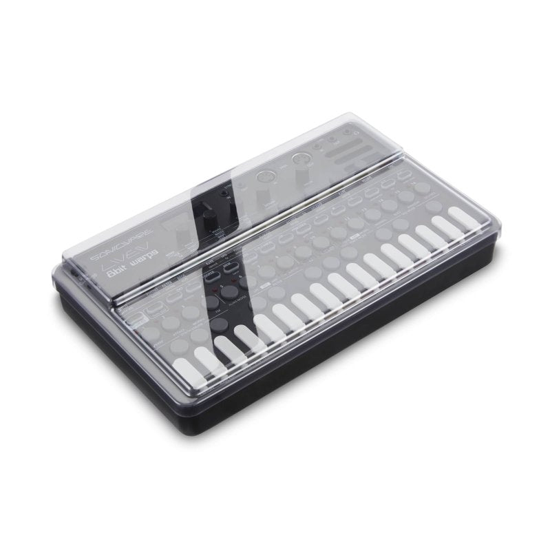 Decksaver cover for Sonicware Liven synthesizer, clear protective plastic case with custom fit and durable design.