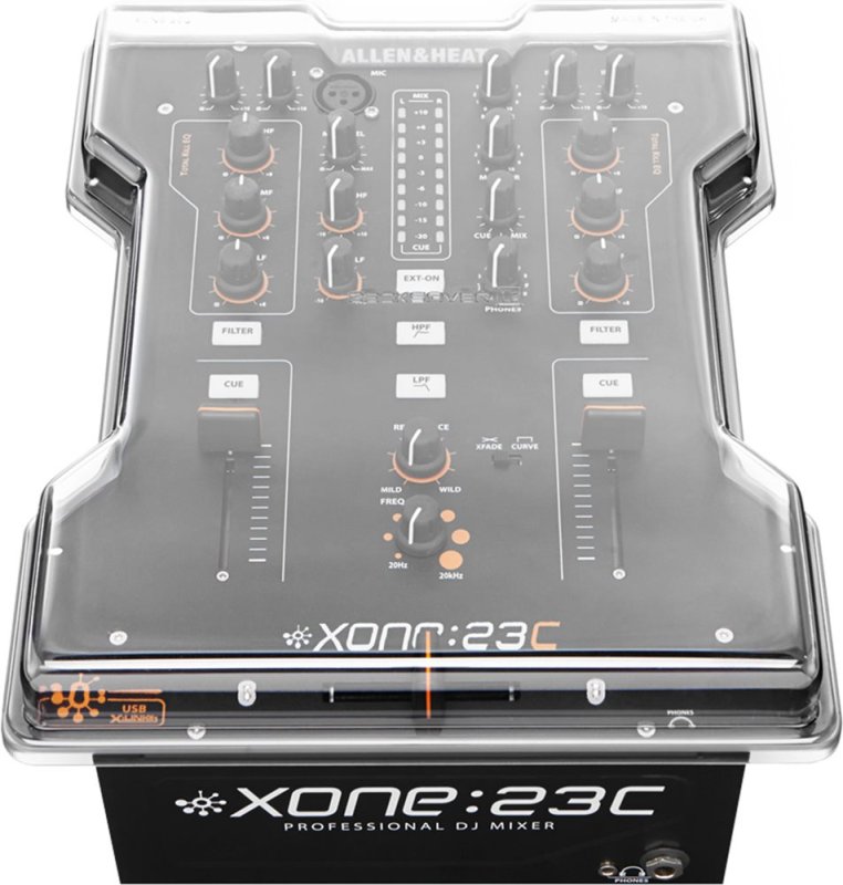 Decksaver Xone 23 Light Edition DJ mixer cover, lightweight plastic protection for Allen & Heath Xone 23 mixer, transparent design