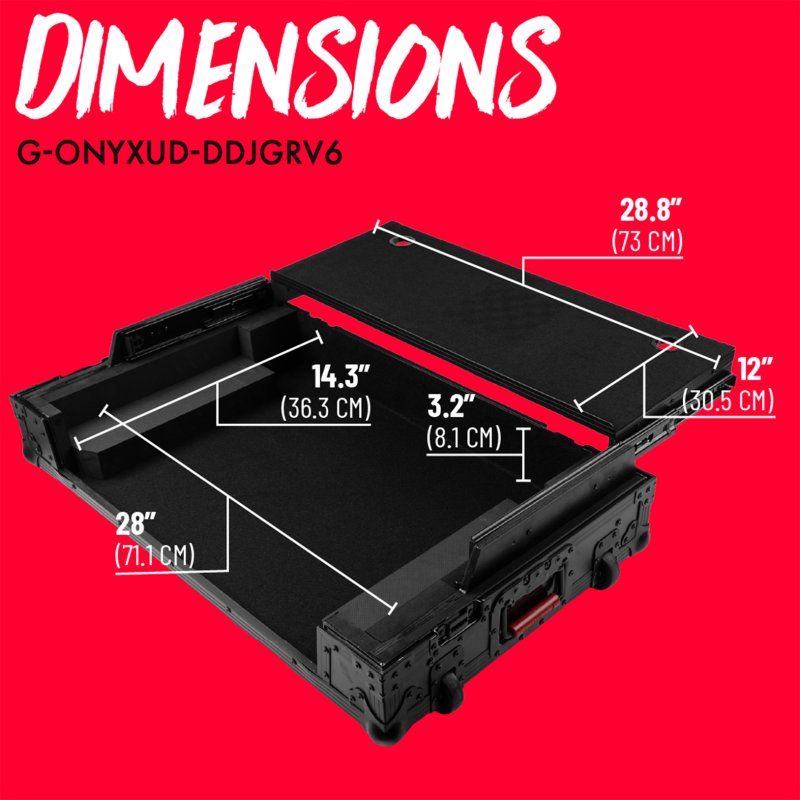 Gator G-ONYXUD-DDJGRV6 ONYX Flight Case with Upper Deck Platform for DDJ-GRV6 Controller Black on Black 