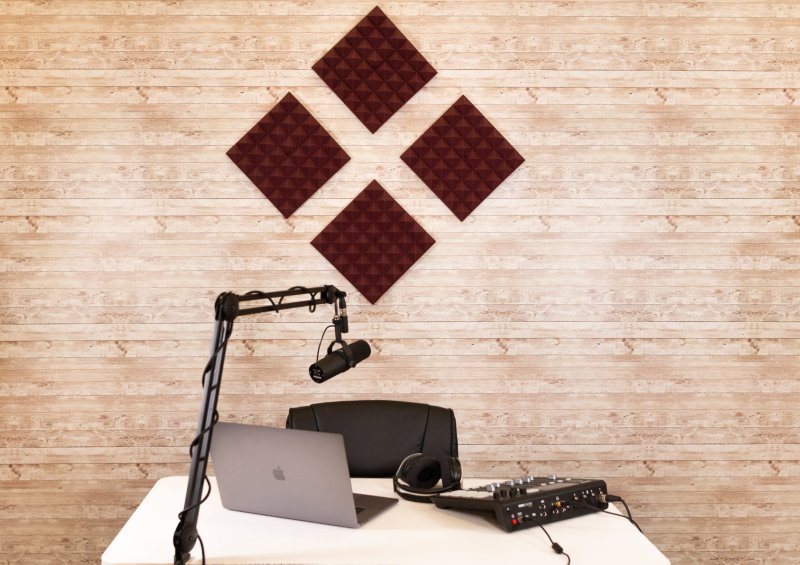 Gator GFW-ACPNL1212PBDY-4PK 4 Pack of Burgundy 12" x 12" Acoustic Pyramid Panel 