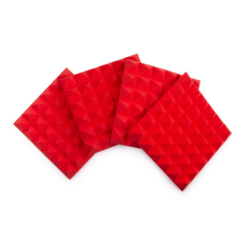 Gator GFW-ACPNL1212PRED-4PK 4 Pack of Red 12" x 12" Acoustic Pyramid Panel 